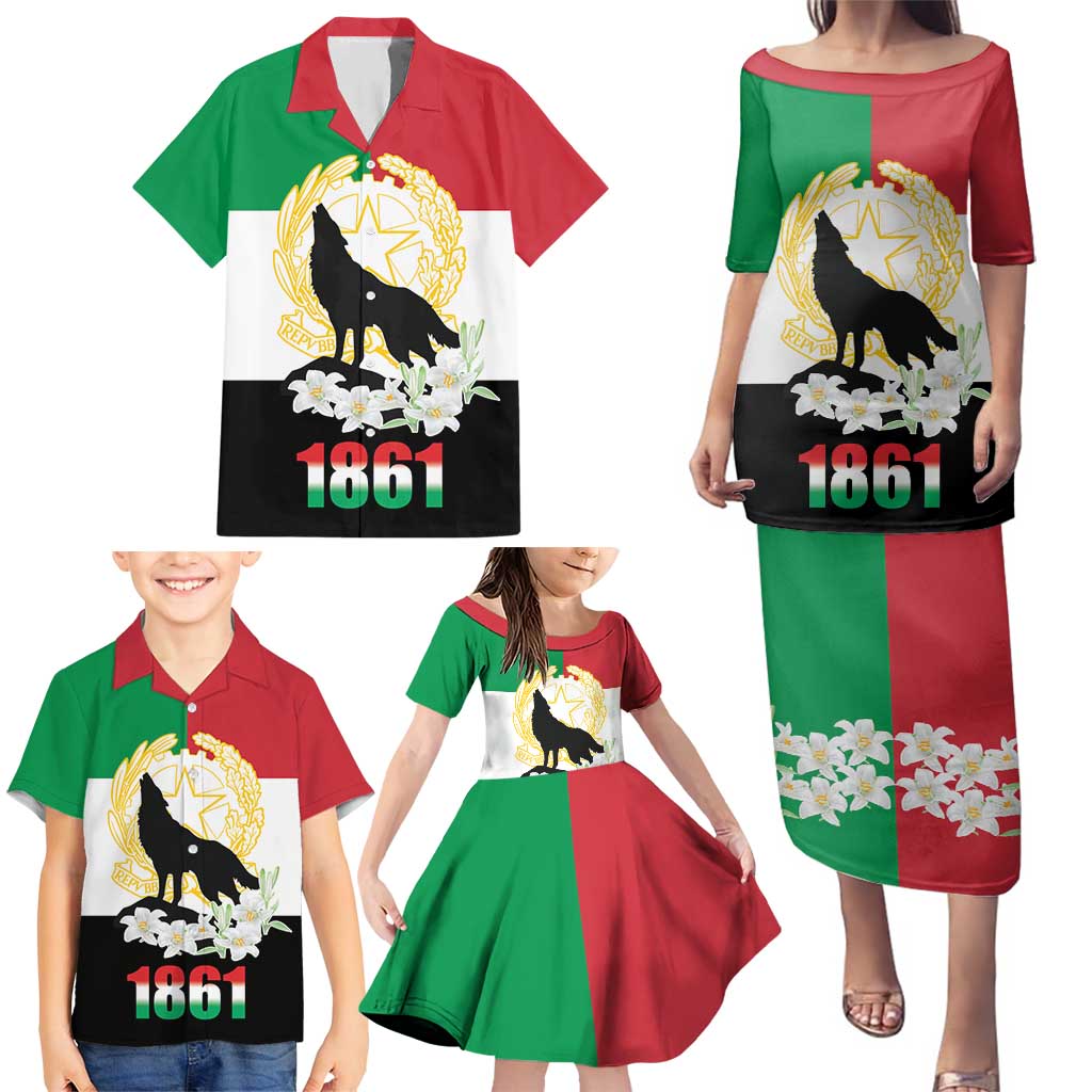 Italian Republic Anniversary of the Unification Family Matching Puletasi and Hawaiian Shirt Anniversario dellUnita d'Italia