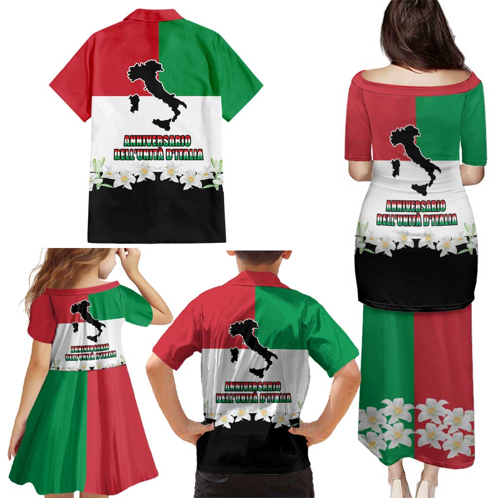 Italian Republic Anniversary of the Unification Family Matching Puletasi and Hawaiian Shirt Anniversario dellUnita d'Italia