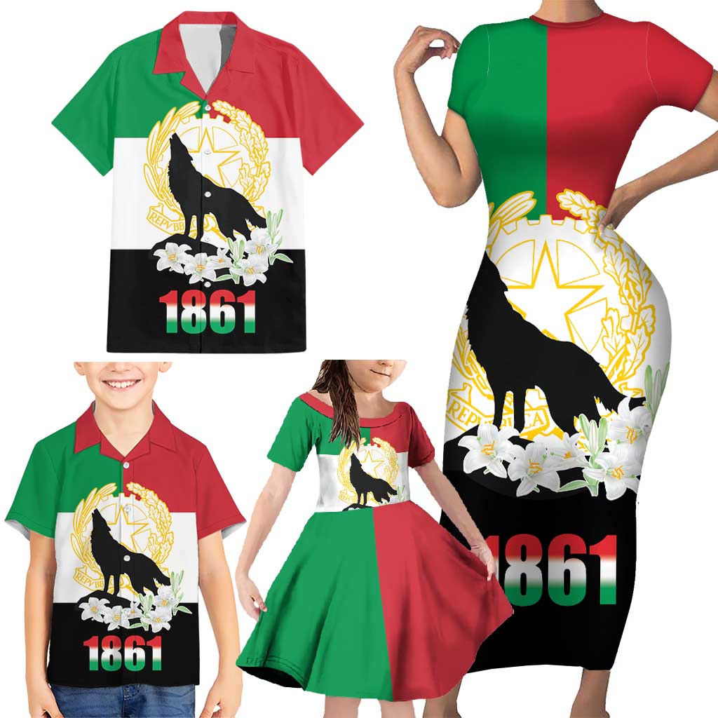 Italian Republic Anniversary of the Unification Family Matching Short Sleeve Bodycon Dress and Hawaiian Shirt Anniversario dellUnita d'Italia