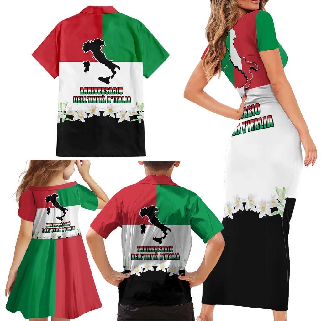 Italian Republic Anniversary of the Unification Family Matching Short Sleeve Bodycon Dress and Hawaiian Shirt Anniversario dellUnita d'Italia
