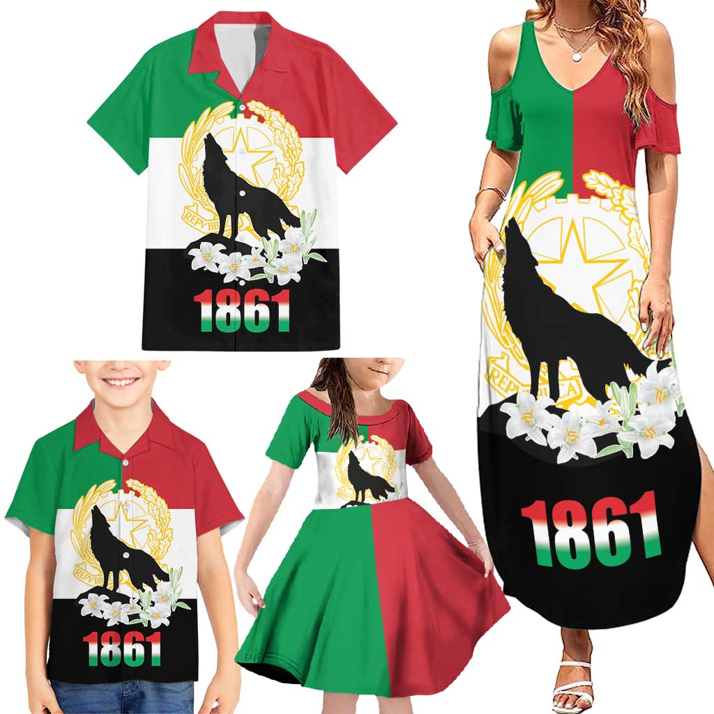 Italian Republic Anniversary of the Unification Family Matching Summer Maxi Dress and Hawaiian Shirt Anniversario dellUnita d'Italia