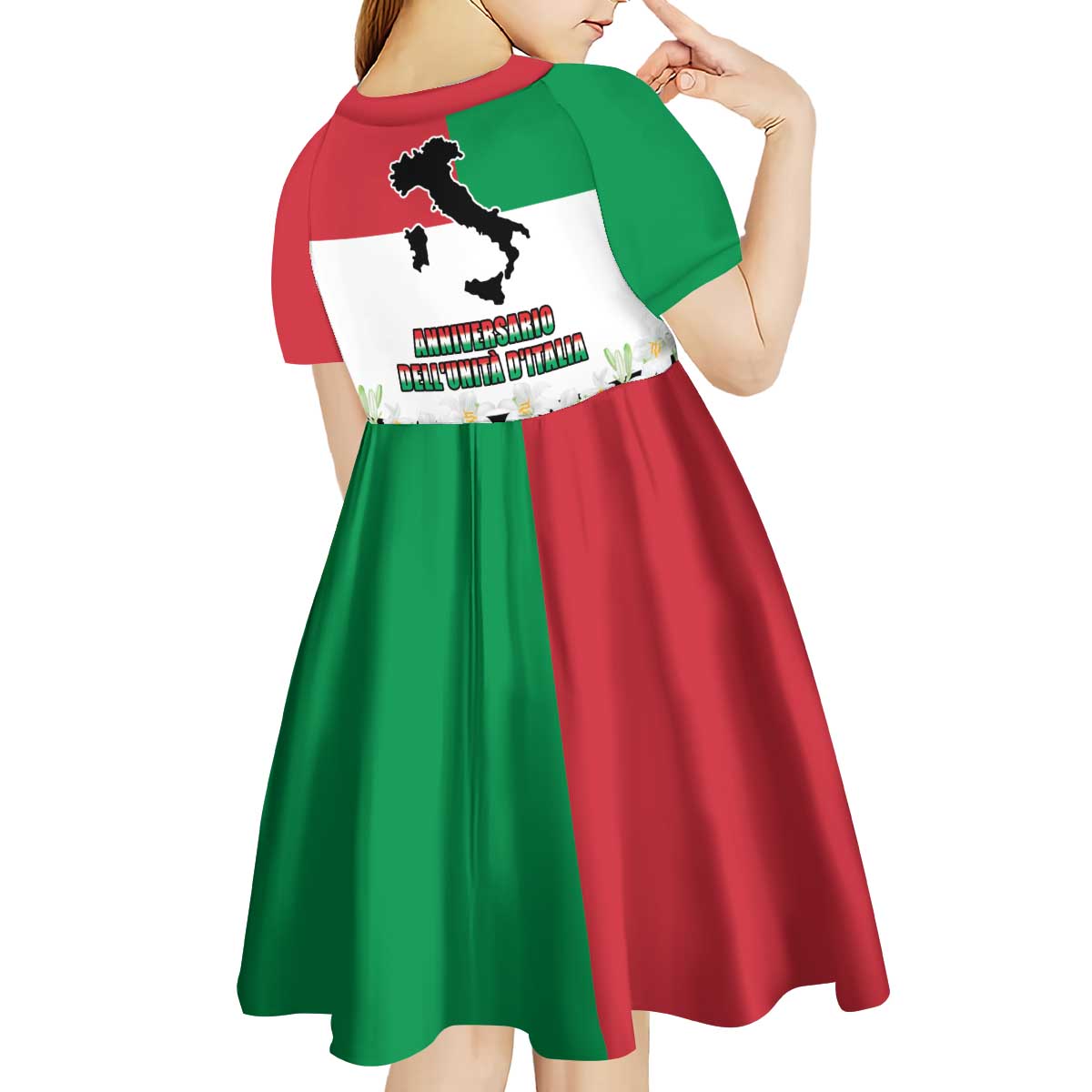 Italian Republic Anniversary of the Unification Kid Short Sleeve Dress Anniversario dellUnita d'Italia