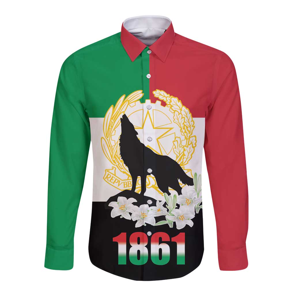 Italian Republic Anniversary of the Unification Long Sleeve Button Shirt Anniversario dellUnita d'Italia