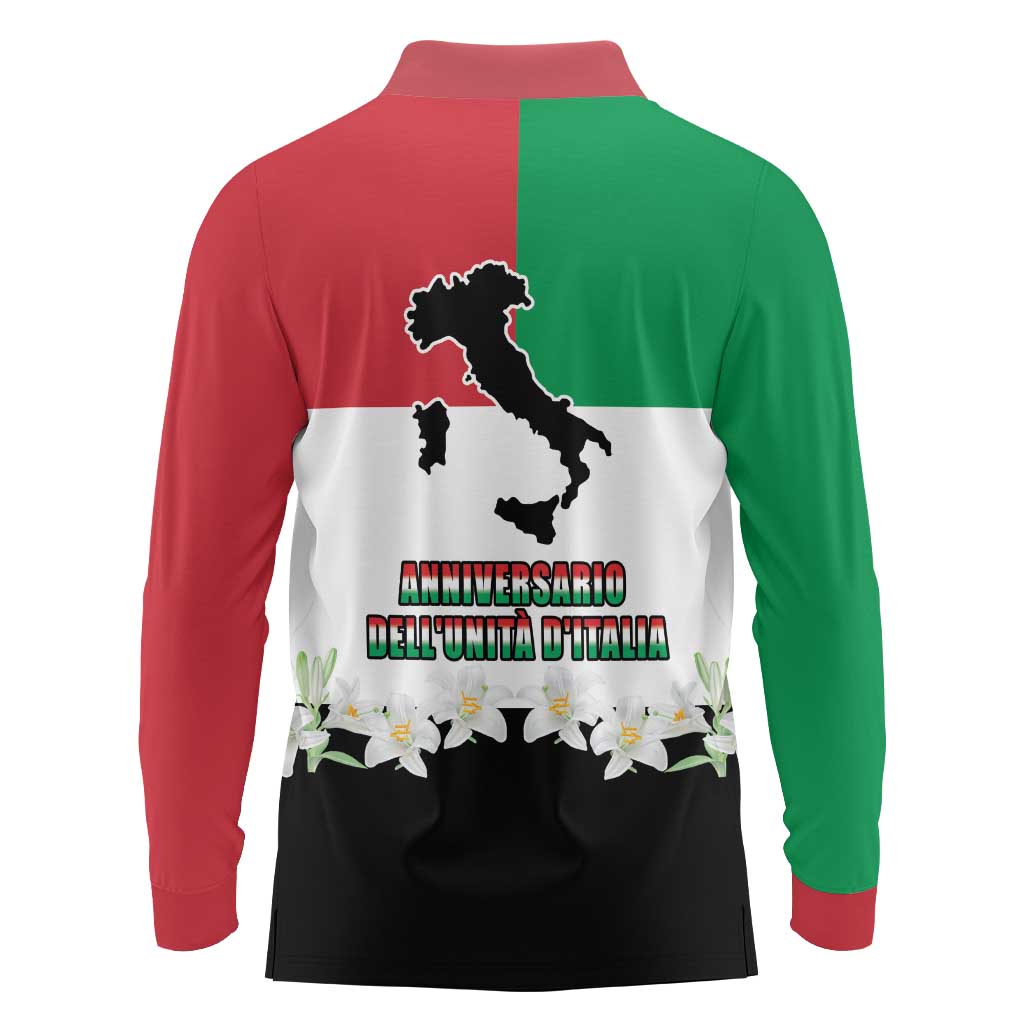 Italian Republic Anniversary of the Unification Long Sleeve Polo Shirt Anniversario dellUnita d'Italia