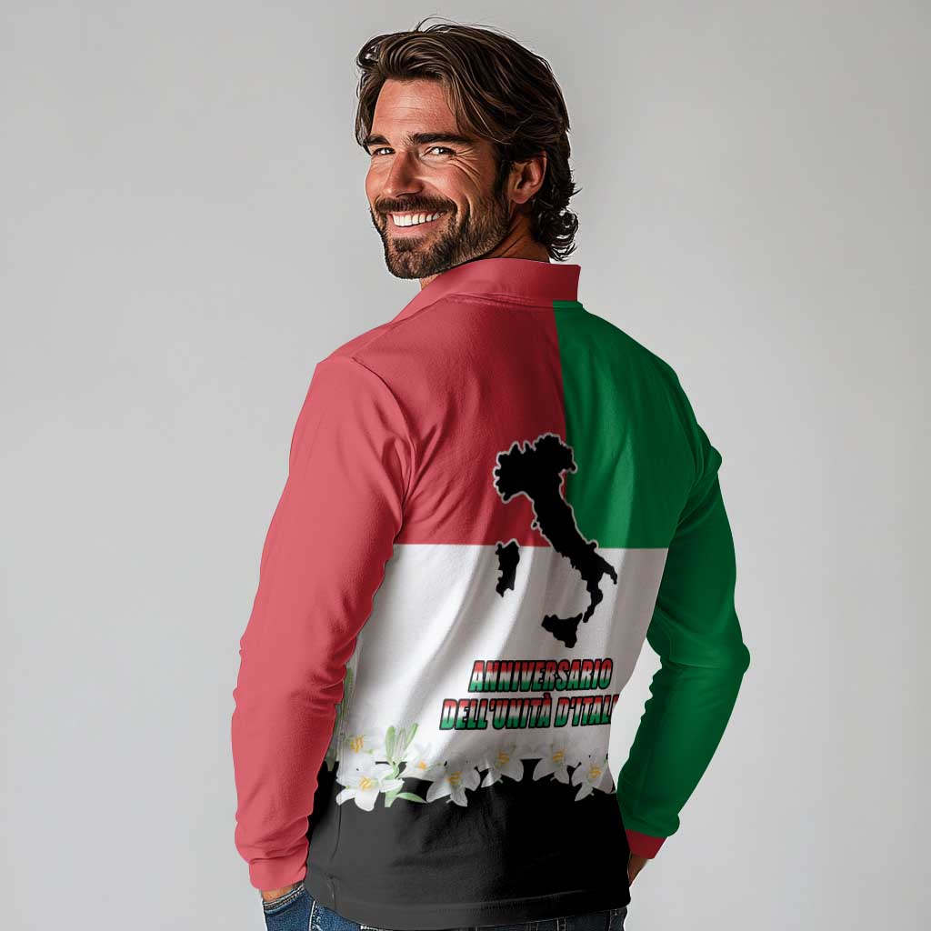 Italian Republic Anniversary of the Unification Long Sleeve Polo Shirt Anniversario dellUnita d'Italia