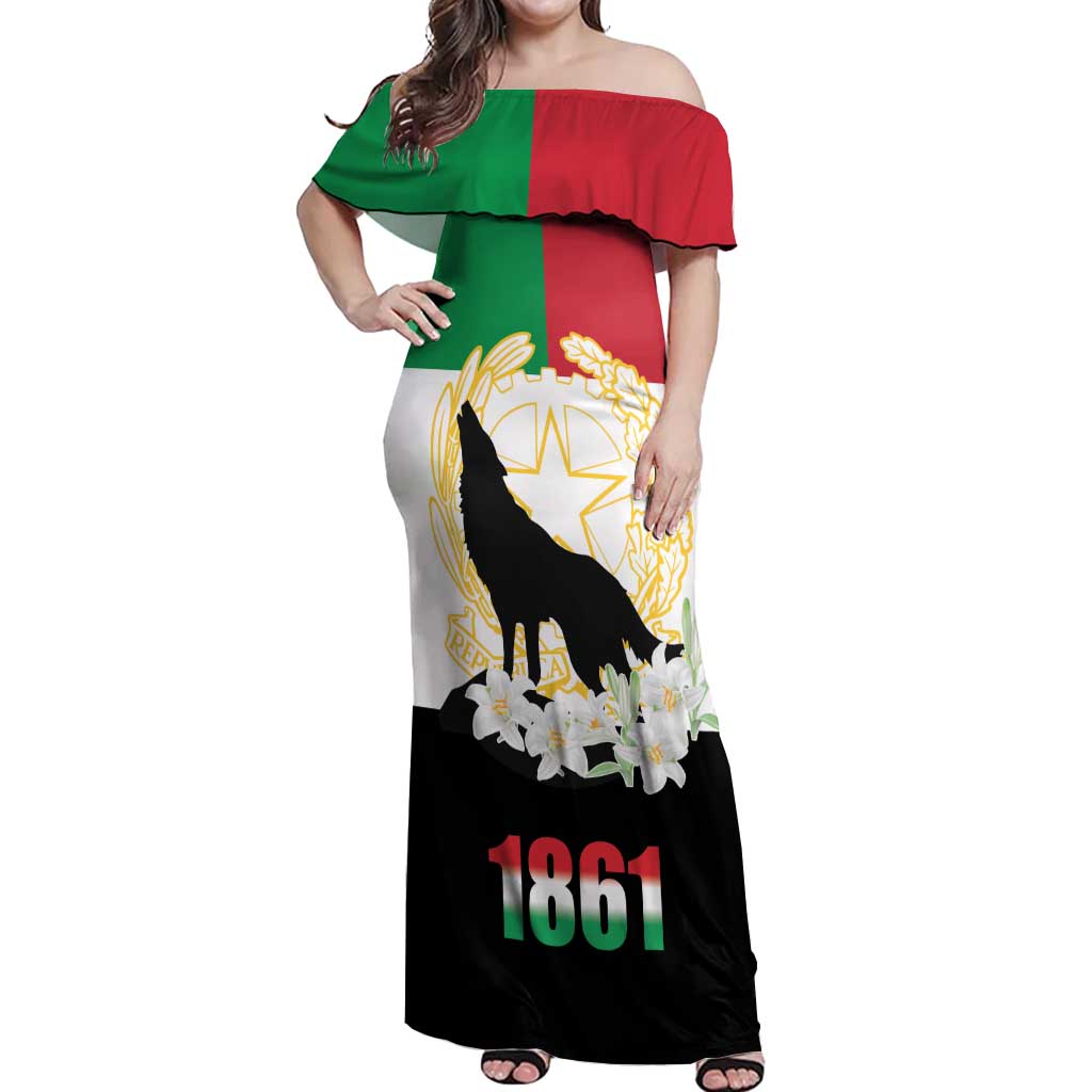 Italian Republic Anniversary of the Unification Off Shoulder Maxi Dress Anniversario dellUnita d'Italia