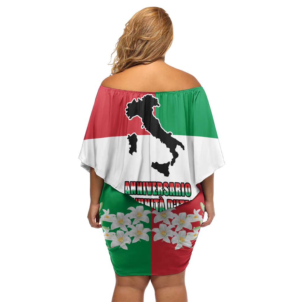 Italian Republic Anniversary of the Unification Off Shoulder Short Dress Anniversario dellUnita d'Italia