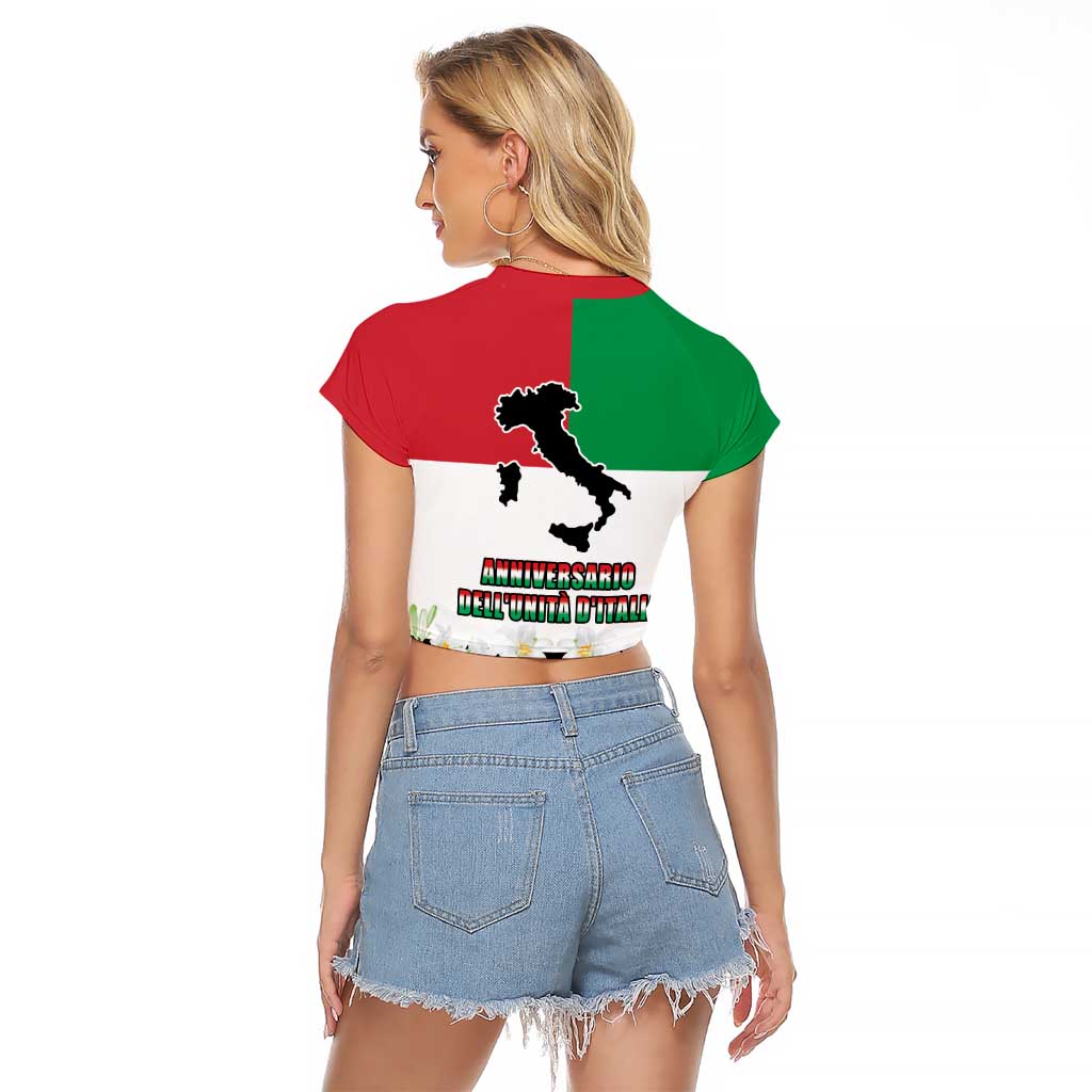 Italian Republic Anniversary of the Unification Raglan Cropped T Shirt Anniversario dellUnita d'Italia