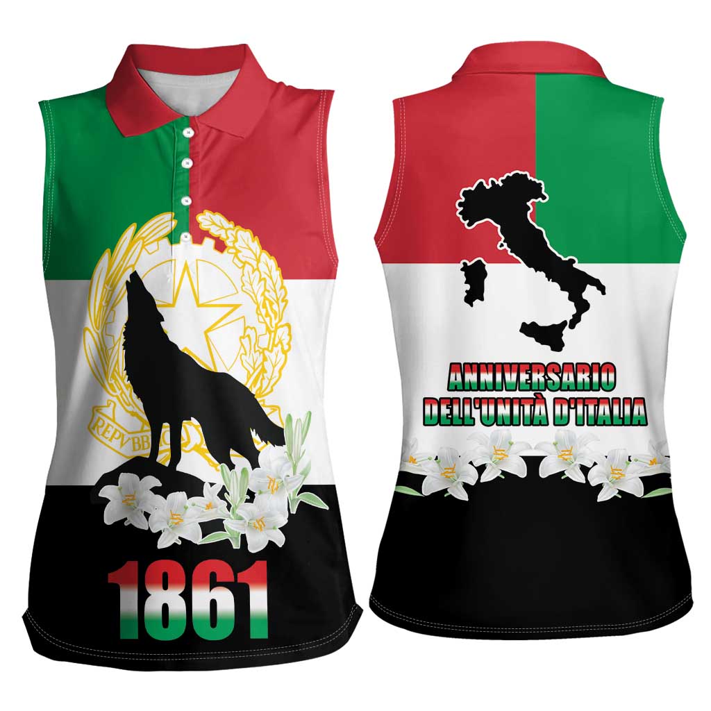 Italian Republic Anniversary of the Unification Women Sleeveless Polo Shirt Anniversario dellUnita d'Italia