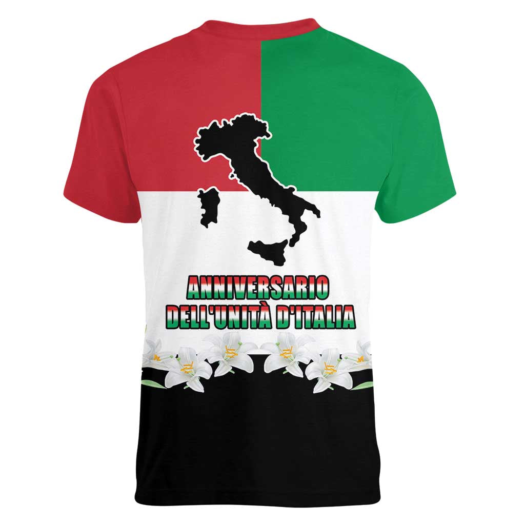 Italian Republic Anniversary of the Unification Women V-Neck T-Shirt Anniversario dellUnita d'Italia