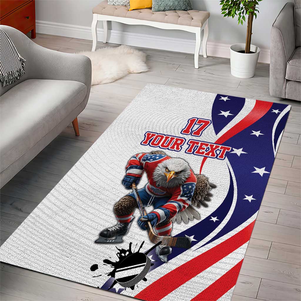 Custom United States Ice Hockey Go Champions Area Rug Team USA Eagle Mascot Style