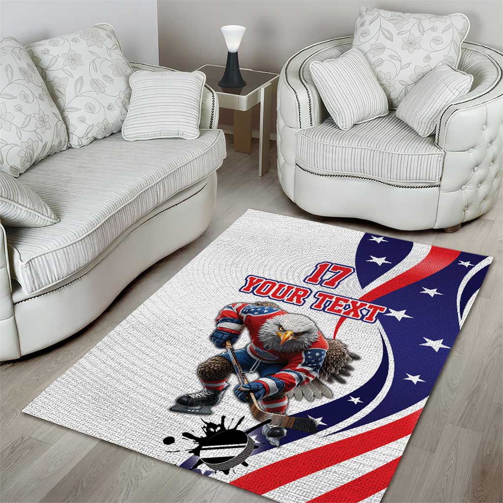 Custom United States Ice Hockey Go Champions Area Rug Team USA Eagle Mascot Style