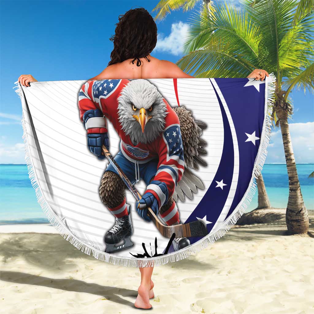 Custom United States Ice Hockey Go Champions Beach Blanket Team USA Eagle Mascot Style