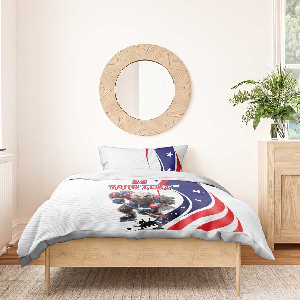 Custom United States Ice Hockey Go Champions Bedding Set Team USA Eagle Mascot Style