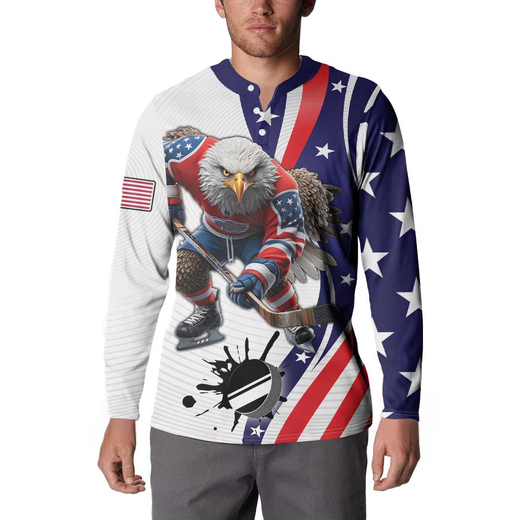 Custom United States Ice Hockey Go Champions Button Sweatshirt Team USA Eagle Mascot Style