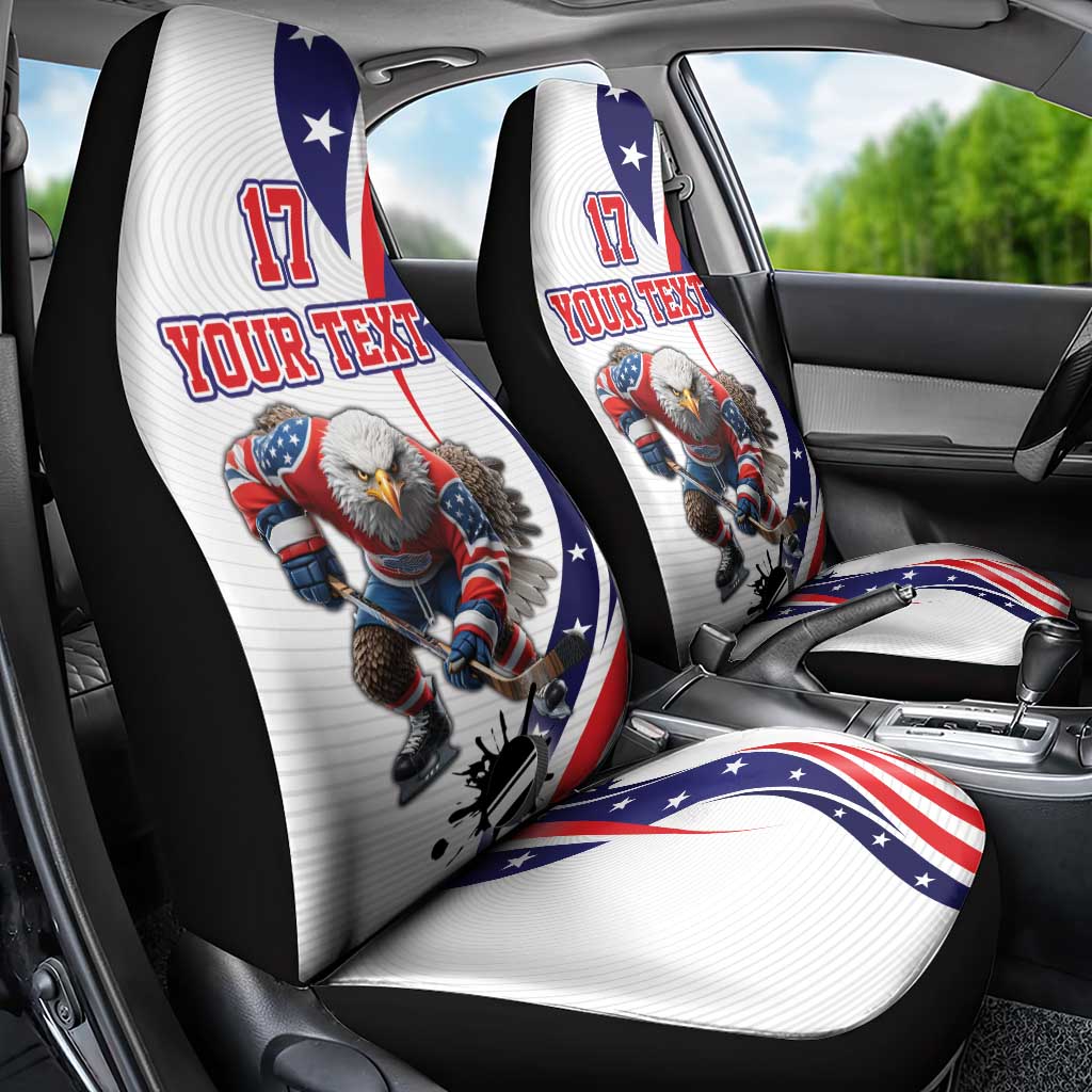 Custom United States Ice Hockey Go Champions Car Seat Cover Team USA Eagle Mascot Style