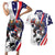 Custom United States Ice Hockey Go Champions Couples Matching Short Sleeve Bodycon Dress and Hawaiian Shirt Team USA Eagle Mascot Style