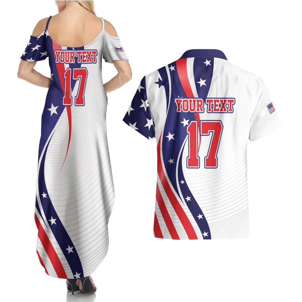 Custom United States Ice Hockey Go Champions Couples Matching Summer Maxi Dress and Hawaiian Shirt Team USA Eagle Mascot Style