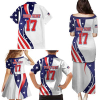 Custom United States Ice Hockey Go Champions Family Matching Puletasi and Hawaiian Shirt Team USA Eagle Mascot Style