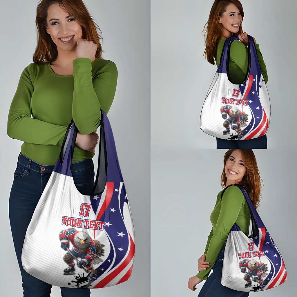 Custom United States Ice Hockey Go Champions Grocery Bag Team USA Eagle Mascot Style