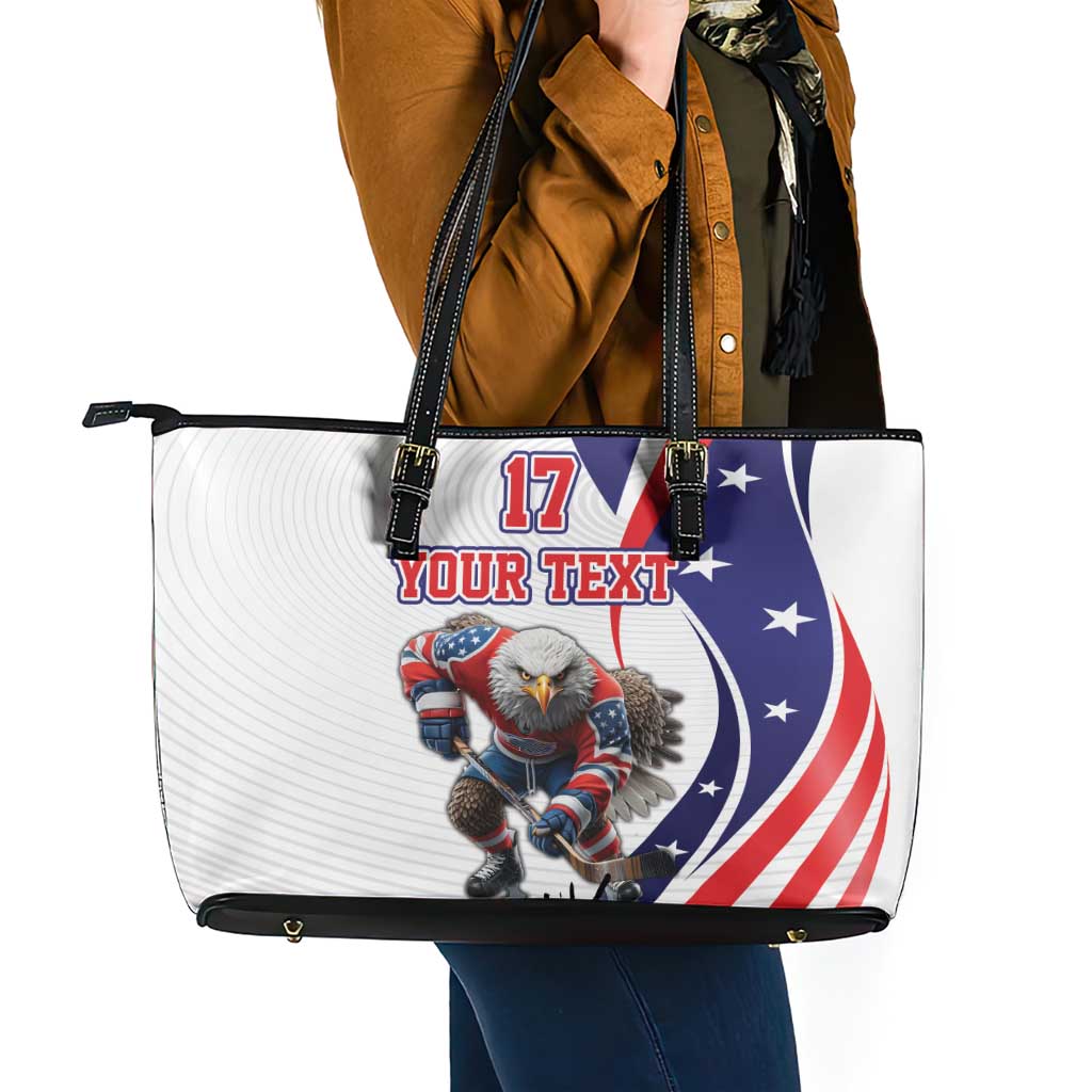 Custom United States Ice Hockey Go Champions Leather Tote Bag Team USA Eagle Mascot Style