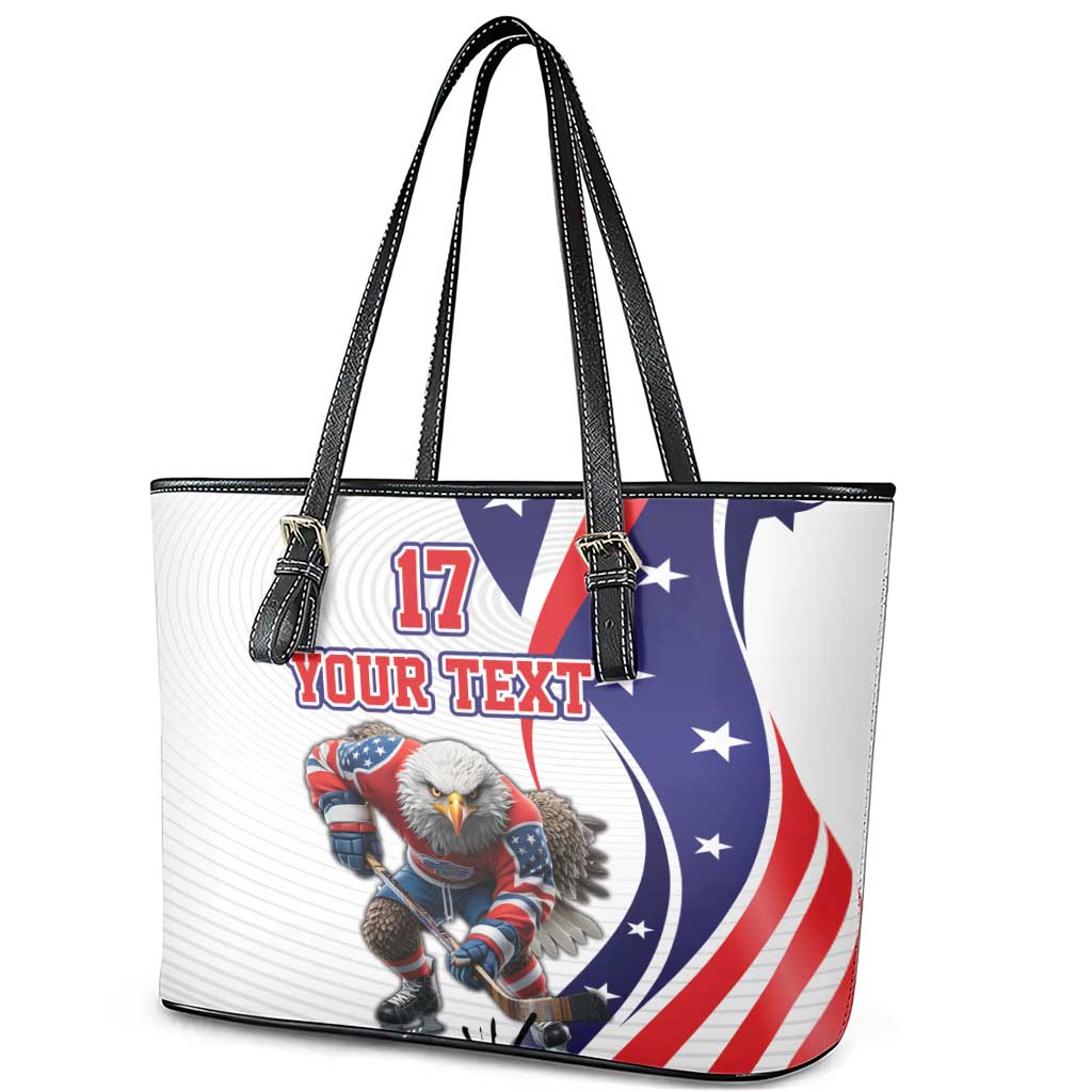 Custom United States Ice Hockey Go Champions Leather Tote Bag Team USA Eagle Mascot Style