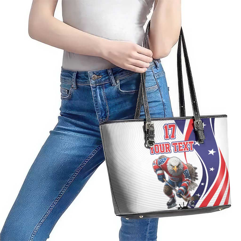 Custom United States Ice Hockey Go Champions Leather Tote Bag Team USA Eagle Mascot Style