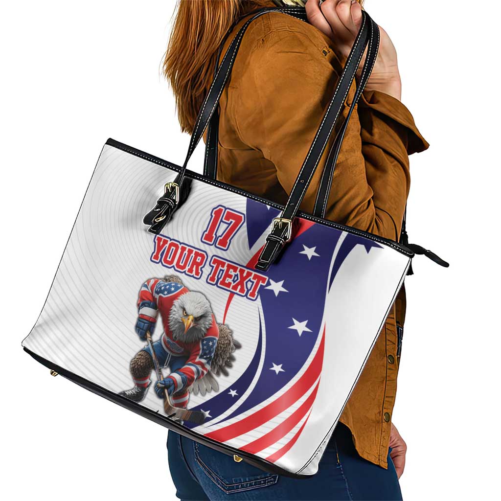 Custom United States Ice Hockey Go Champions Leather Tote Bag Team USA Eagle Mascot Style