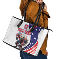 Custom United States Ice Hockey Go Champions Leather Tote Bag Team USA Eagle Mascot Style