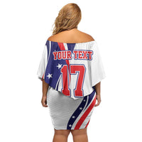 Custom United States Ice Hockey Go Champions Off Shoulder Short Dress Team USA Eagle Mascot Style