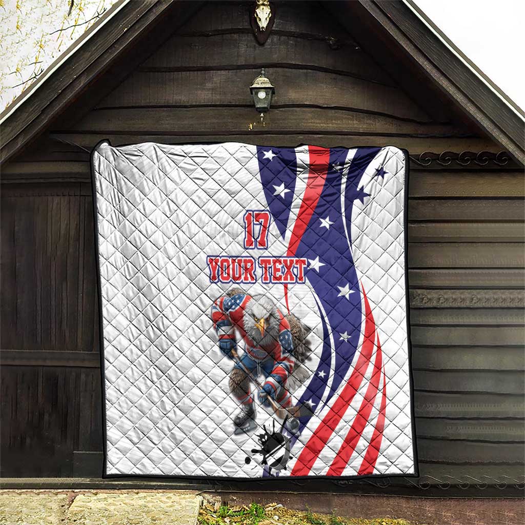 Custom United States Ice Hockey Go Champions Quilt Team USA Eagle Mascot Style