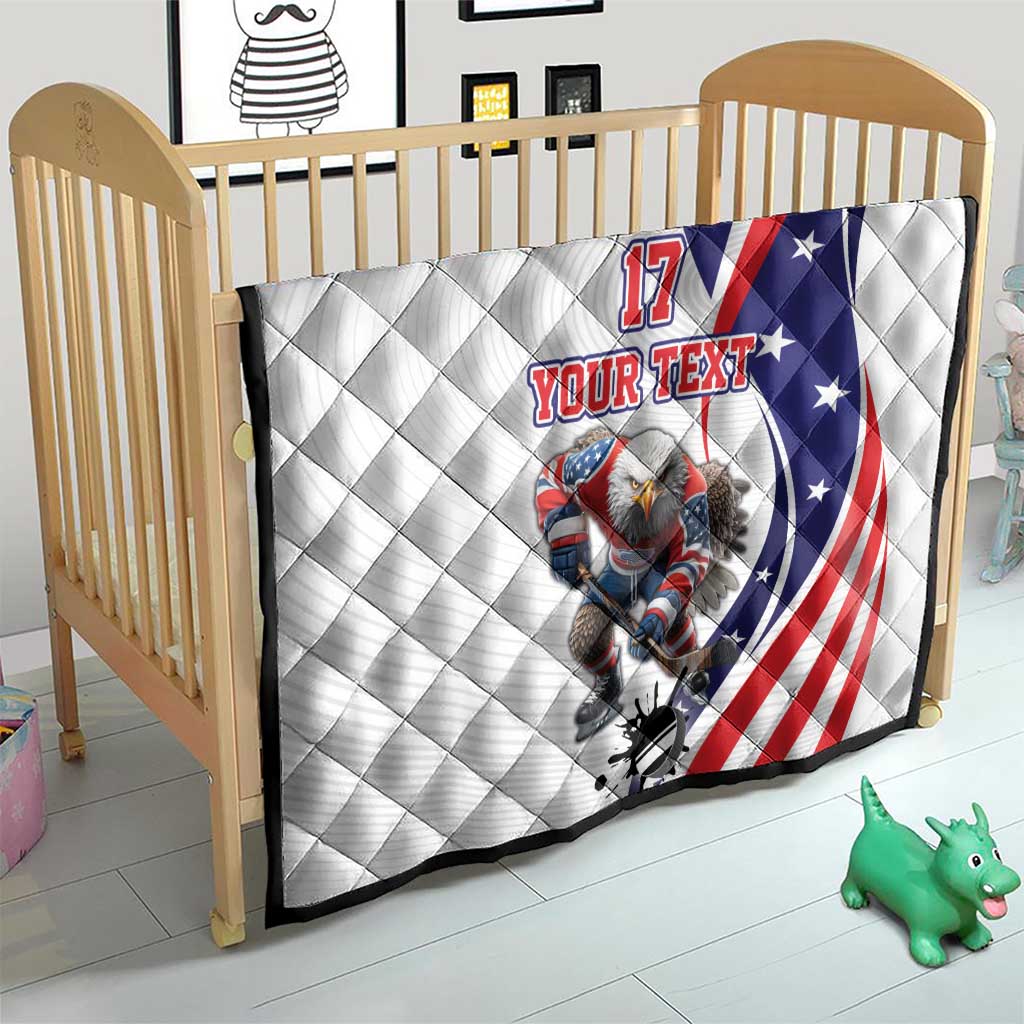 Custom United States Ice Hockey Go Champions Quilt Team USA Eagle Mascot Style
