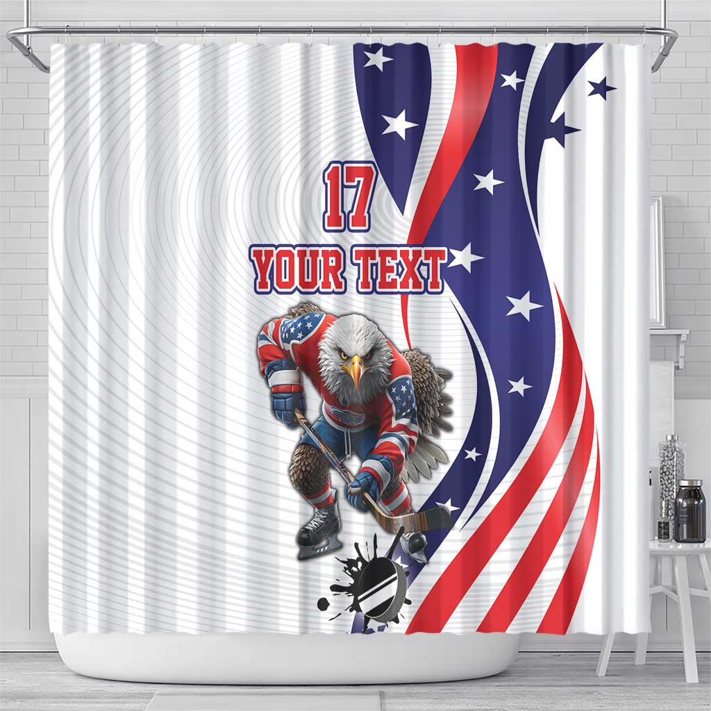 Custom United States Ice Hockey Go Champions Shower Curtain Team USA Eagle Mascot Style