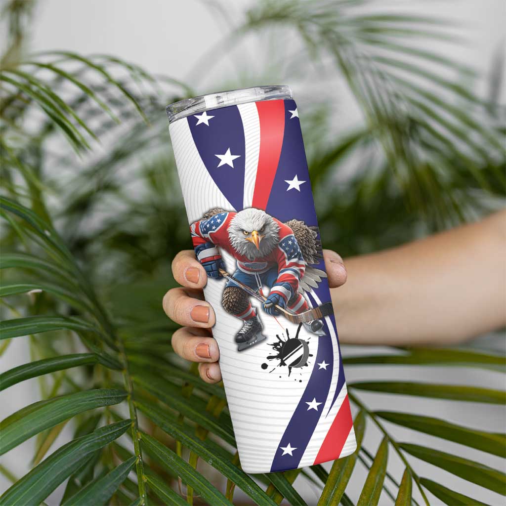 Custom United States Ice Hockey Go Champions Skinny Tumbler Team USA Eagle Mascot Style