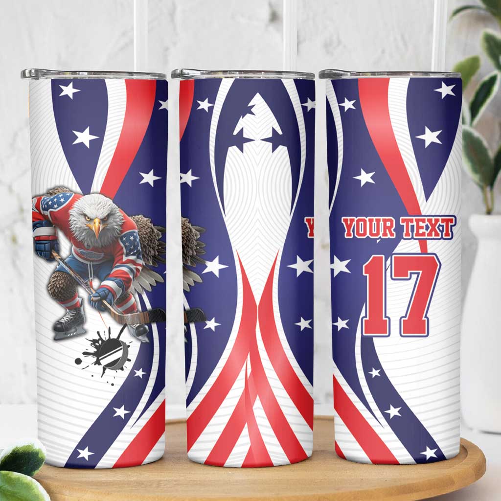 Custom United States Ice Hockey Go Champions Skinny Tumbler Team USA Eagle Mascot Style