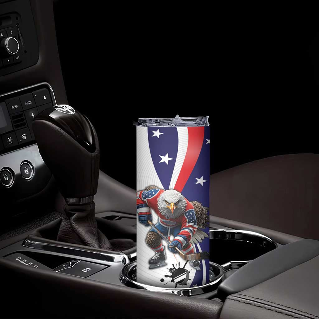 Custom United States Ice Hockey Go Champions Skinny Tumbler Team USA Eagle Mascot Style
