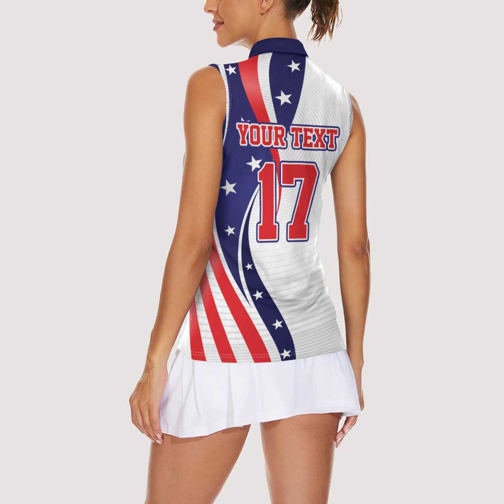 Custom United States Ice Hockey Go Champions Women Sleeveless Polo Shirt Team USA Eagle Mascot Style