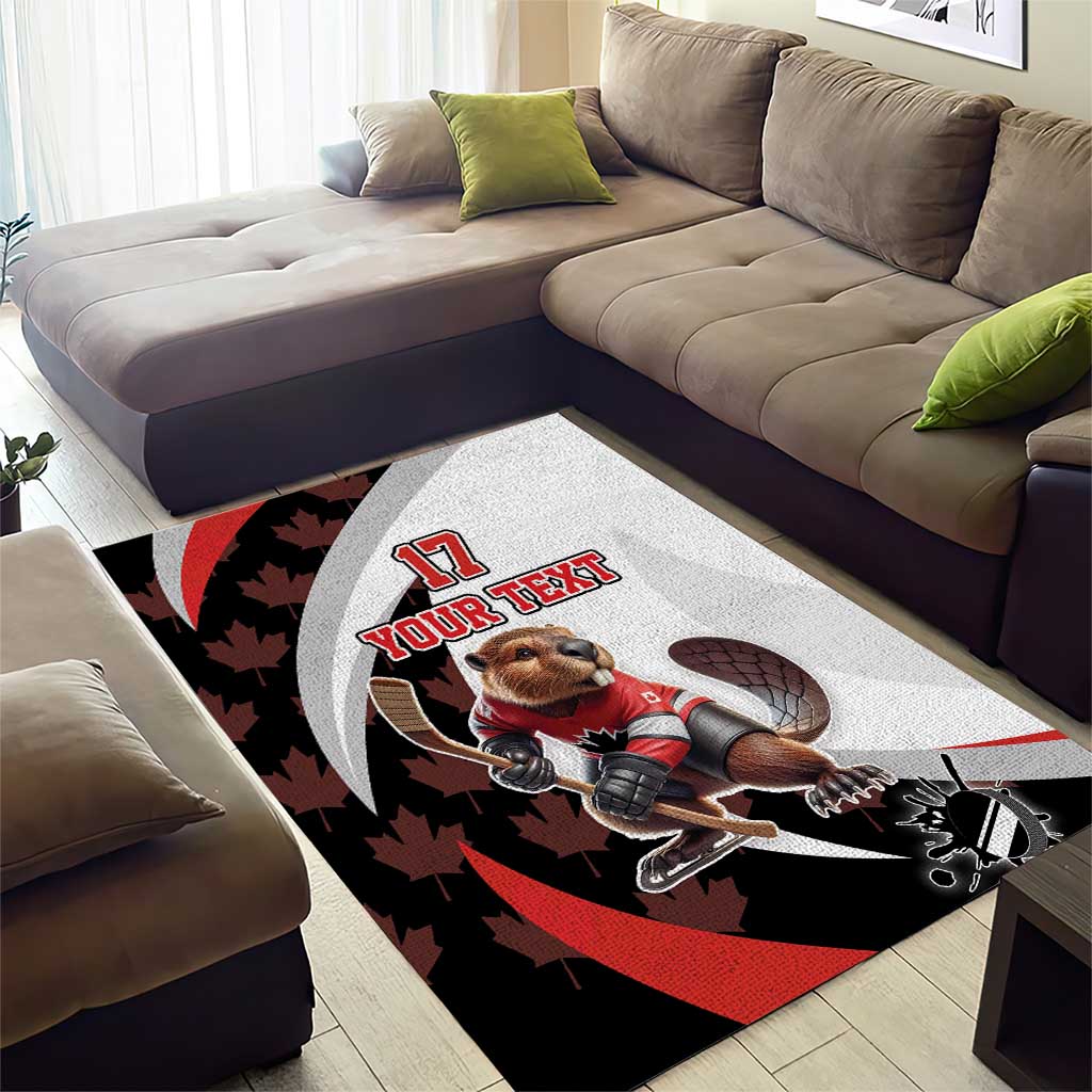 Custom Canada Ice Hockey Go Champions Area Rug Team Canada Beaver Mascot Style