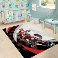 Custom Canada Ice Hockey Go Champions Area Rug Team Canada Beaver Mascot Style