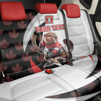 Custom Canada Ice Hockey Go Champions Back Car Seat Cover Team Canada Beaver Mascot Style