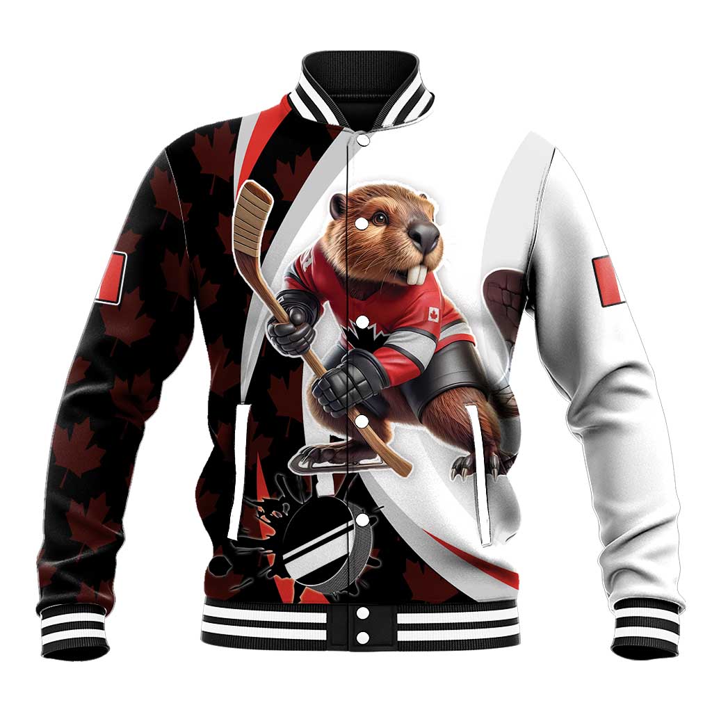 Custom Canada Ice Hockey Go Champions Baseball Jacket Team Canada Beaver Mascot Style