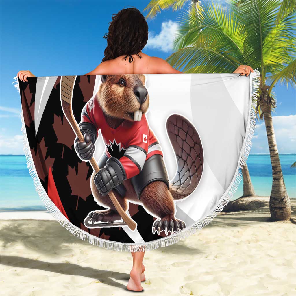 Custom Canada Ice Hockey Go Champions Beach Blanket Team Canada Beaver Mascot Style