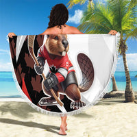 Custom Canada Ice Hockey Go Champions Beach Blanket Team Canada Beaver Mascot Style