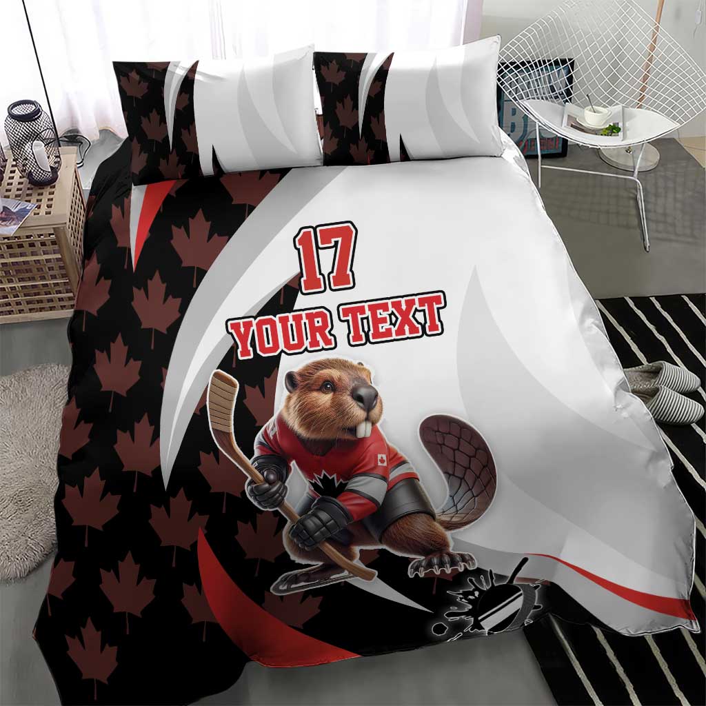 Custom Canada Ice Hockey Go Champions Bedding Set Team Canada Beaver Mascot Style