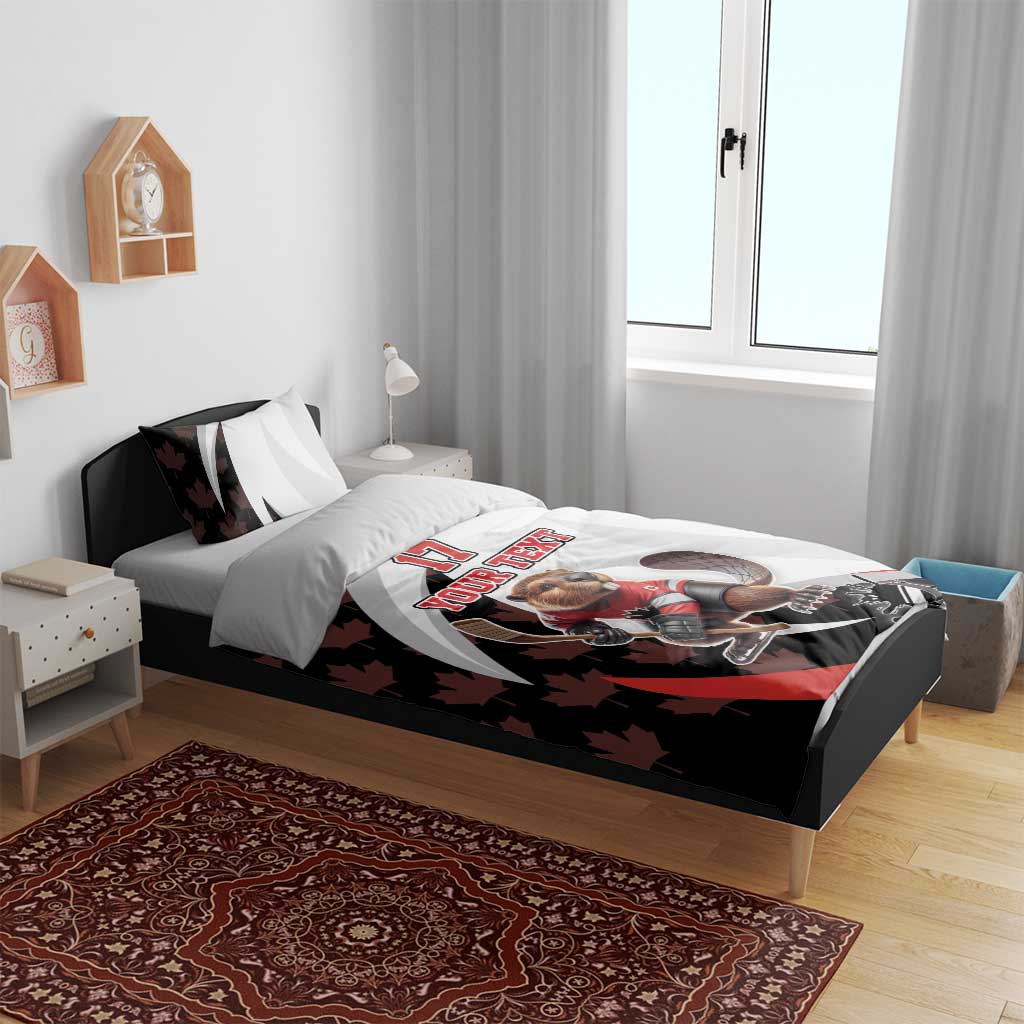 Custom Canada Ice Hockey Go Champions Bedding Set Team Canada Beaver Mascot Style