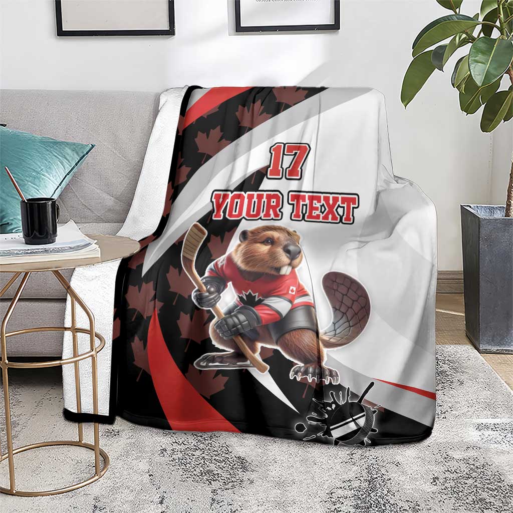 Custom Canada Ice Hockey Go Champions Blanket Team Canada Beaver Mascot Style