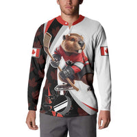 Custom Canada Ice Hockey Go Champions Button Sweatshirt Team Canada Beaver Mascot Style