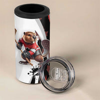 Custom Canada Ice Hockey Go Champions 4 in 1 Can Cooler Tumbler Team Canada Beaver Mascot Style