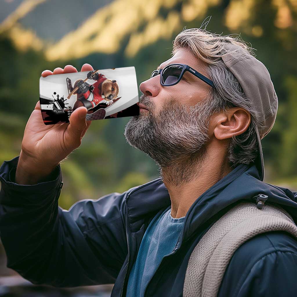 Custom Canada Ice Hockey Go Champions 4 in 1 Can Cooler Tumbler Team Canada Beaver Mascot Style