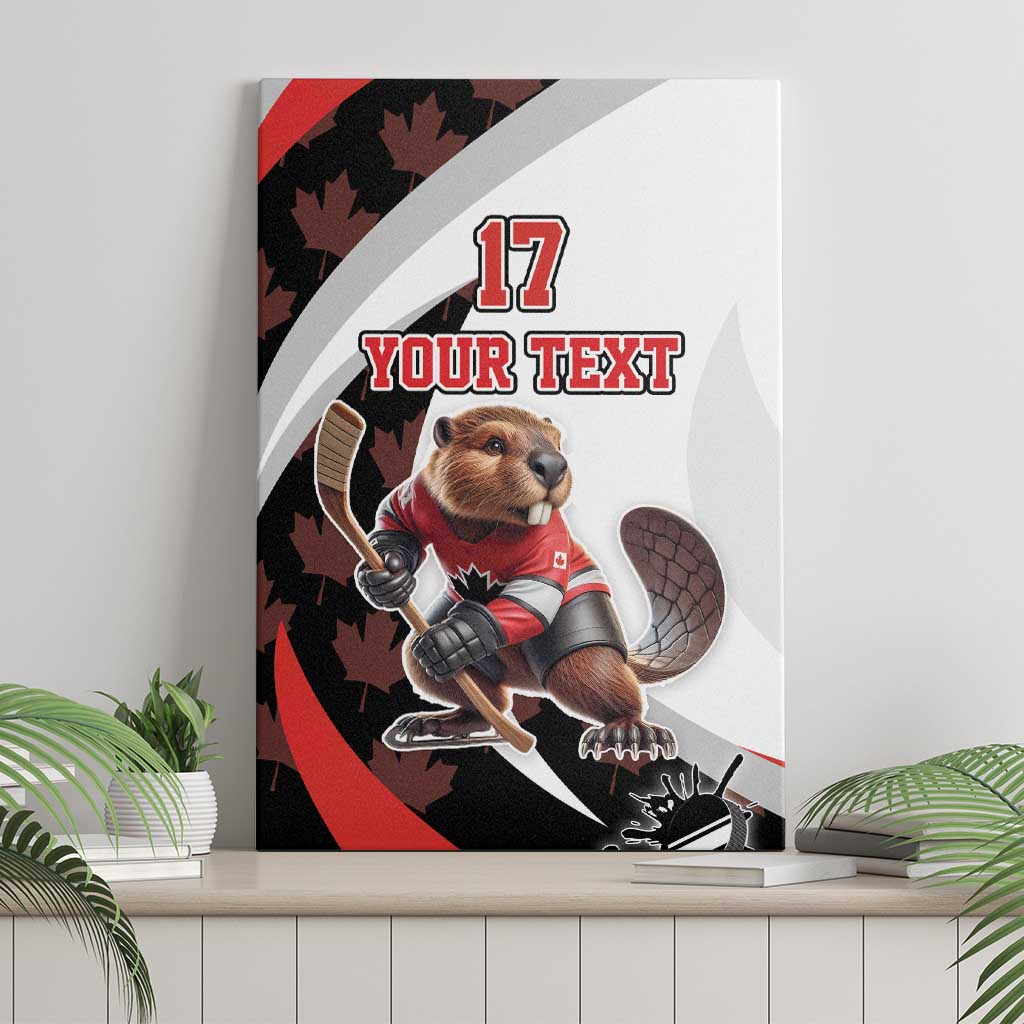 Custom Canada Ice Hockey Go Champions Canvas Wall Art Team Canada Beaver Mascot Style